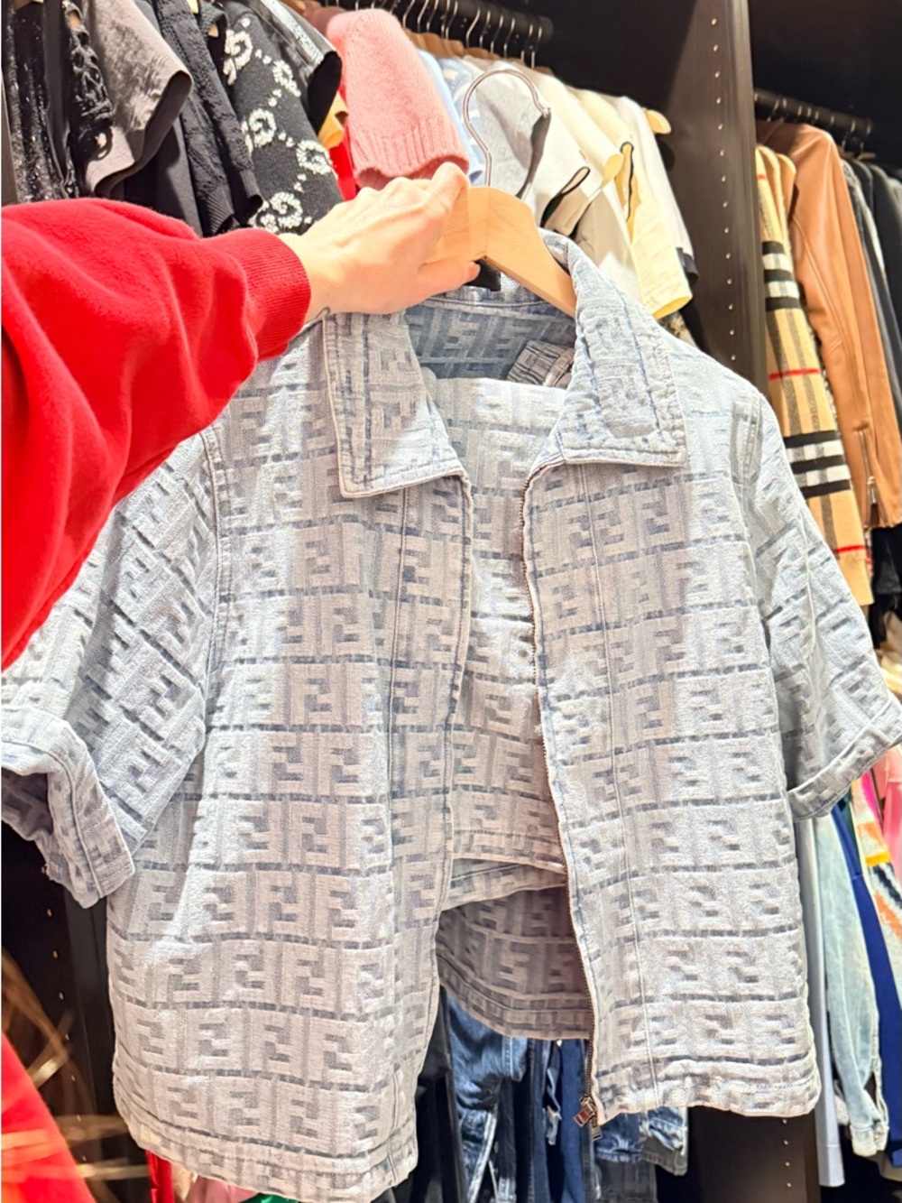 Light Blue Jacquard Short Sleeve Jacket & Shorts Set